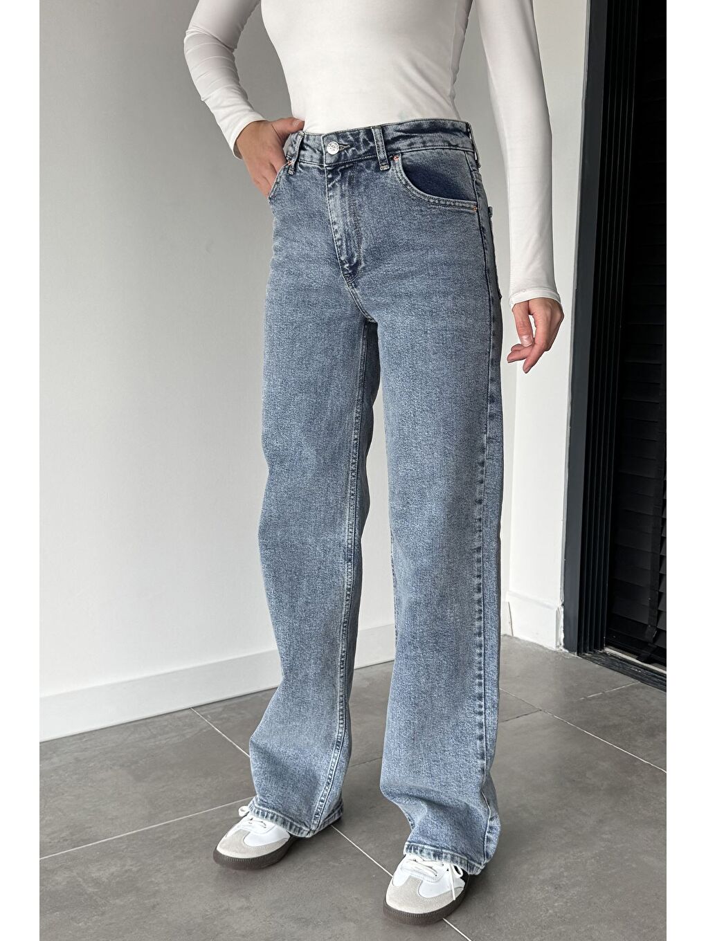 Mavi Kadın Yüksek Bel Palazzo Jean Jean Pantolon