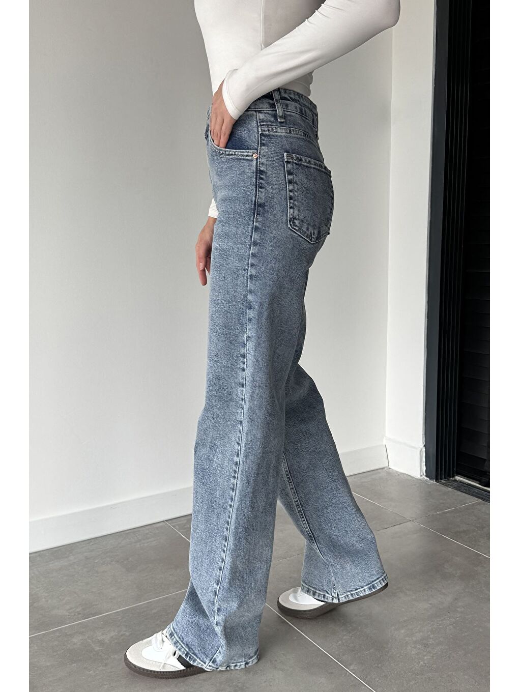 Mavi Kadın Yüksek Bel Palazzo Jean Jean Pantolon-1