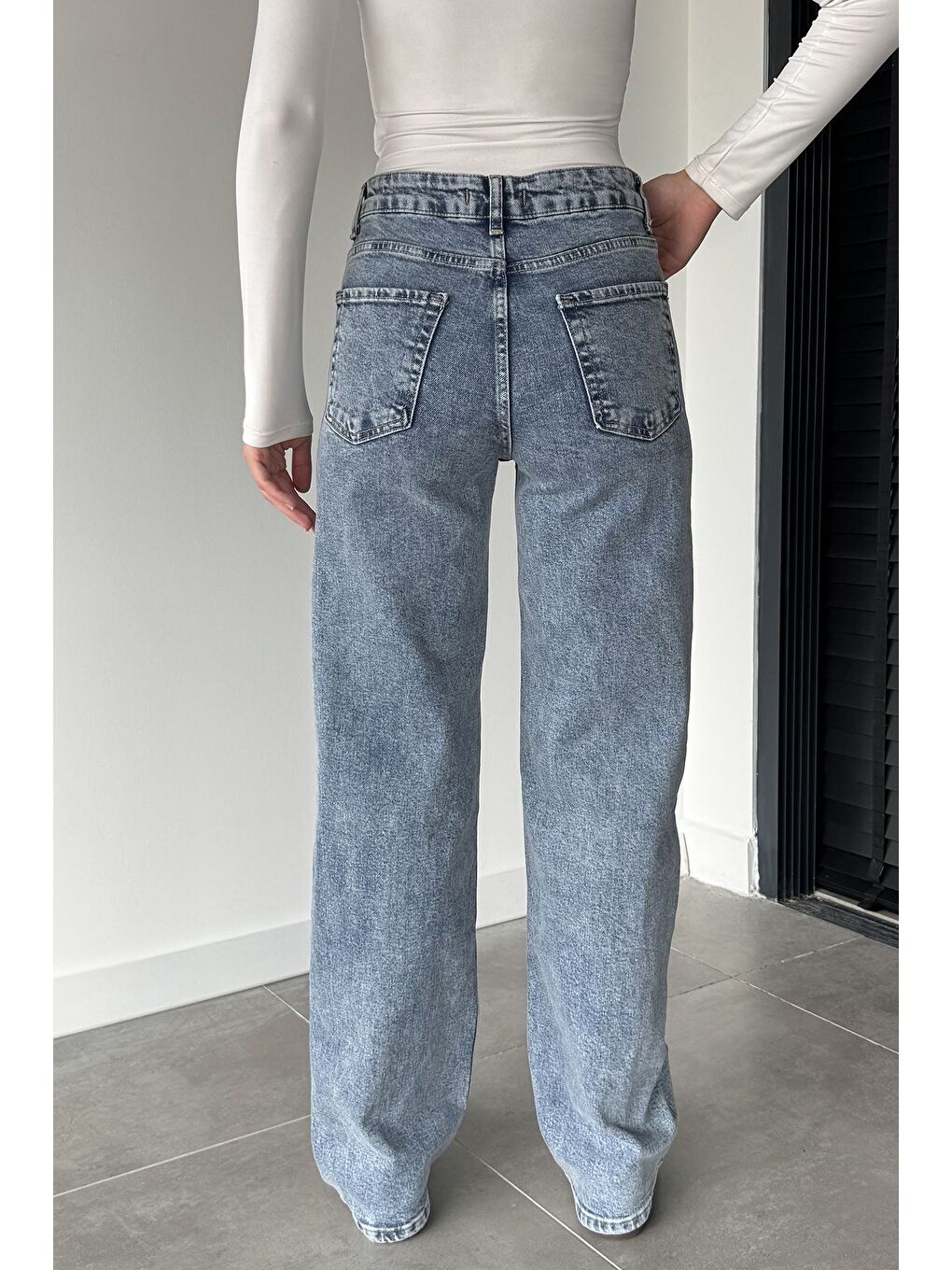 Mavi Kadın Yüksek Bel Palazzo Jean Jean Pantolon-3