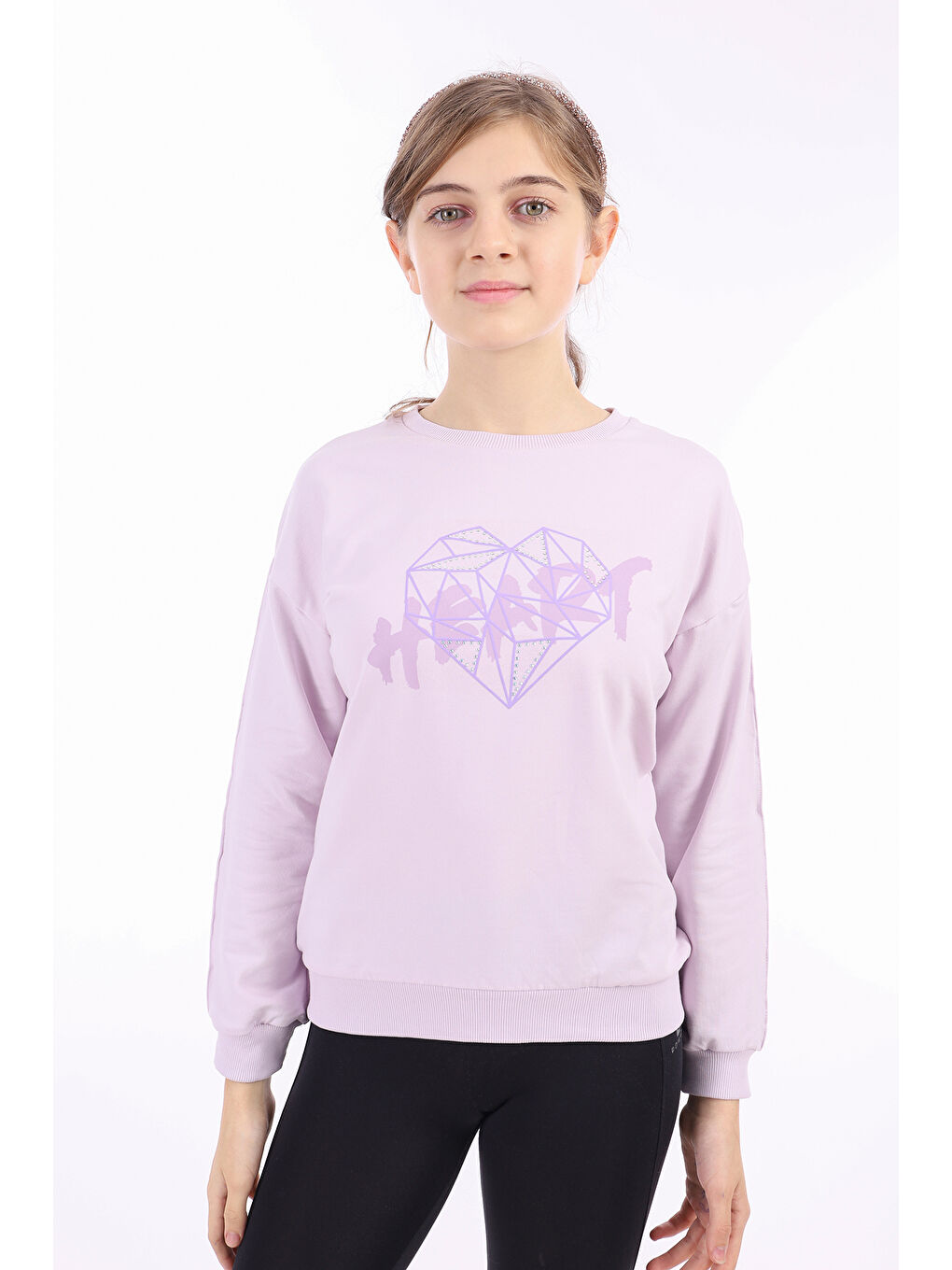 Toontoykids Açık Lila Kız Çocuk Baskılı Sweatshirt