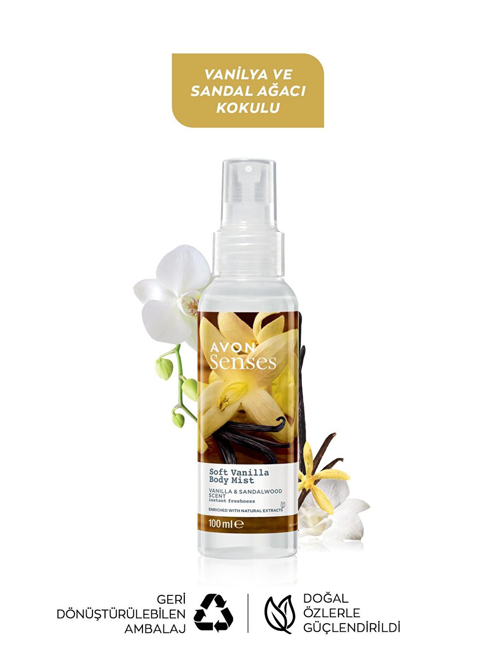 AVON Renksiz Soft Vanilla Vanilya ve Sandal Ağacı Kokulu Vücut Spreyi 100 Ml. İkili Set - 2