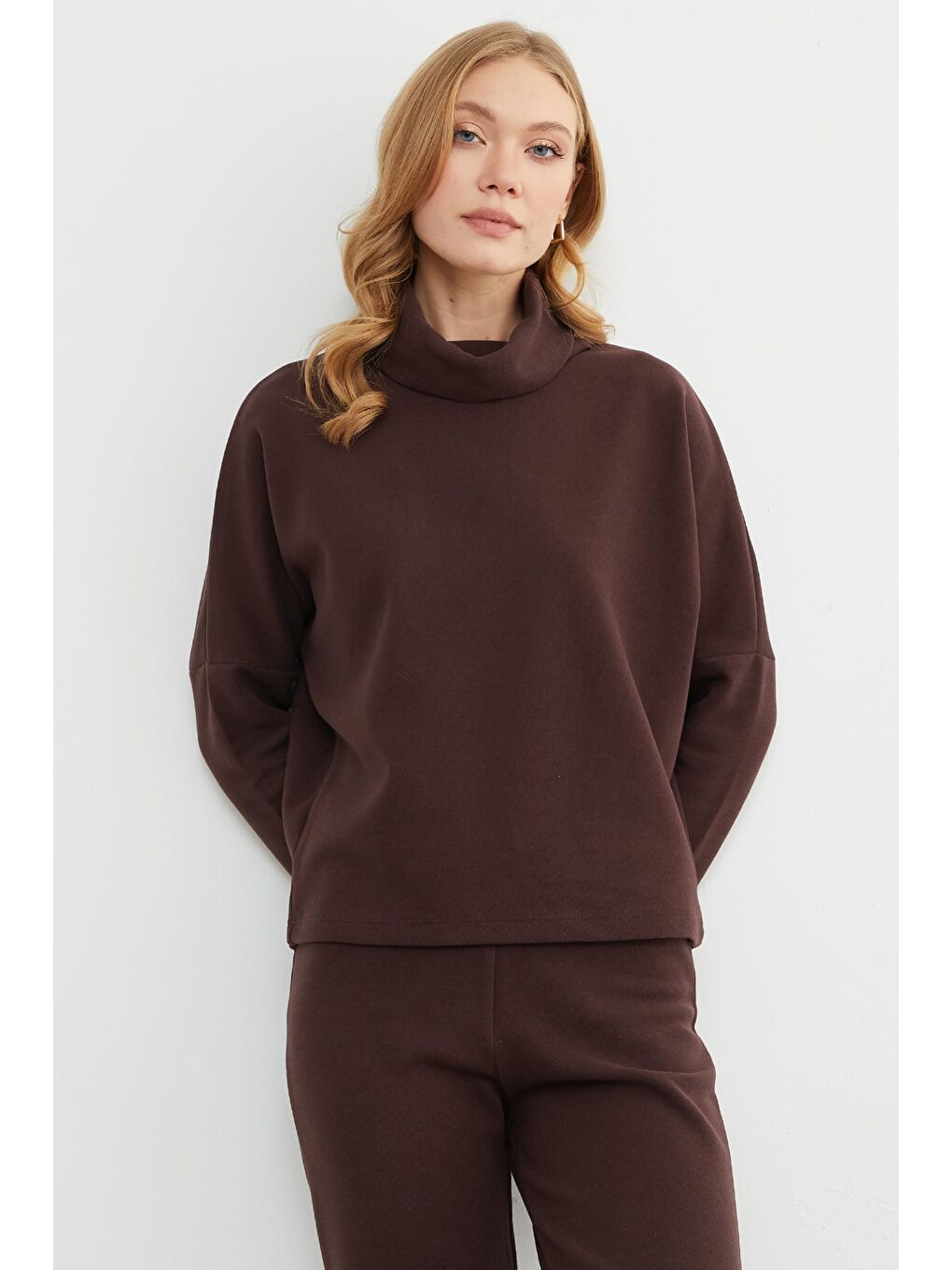 Kahverengi Basic Balıkçı Yaka Beli Lastikli 2 Li Takım-1