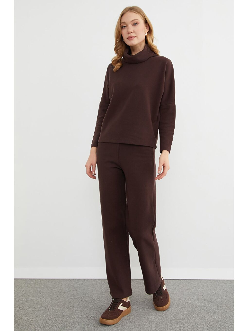 Kahverengi Basic Balıkçı Yaka Beli Lastikli 2 Li Takım-2