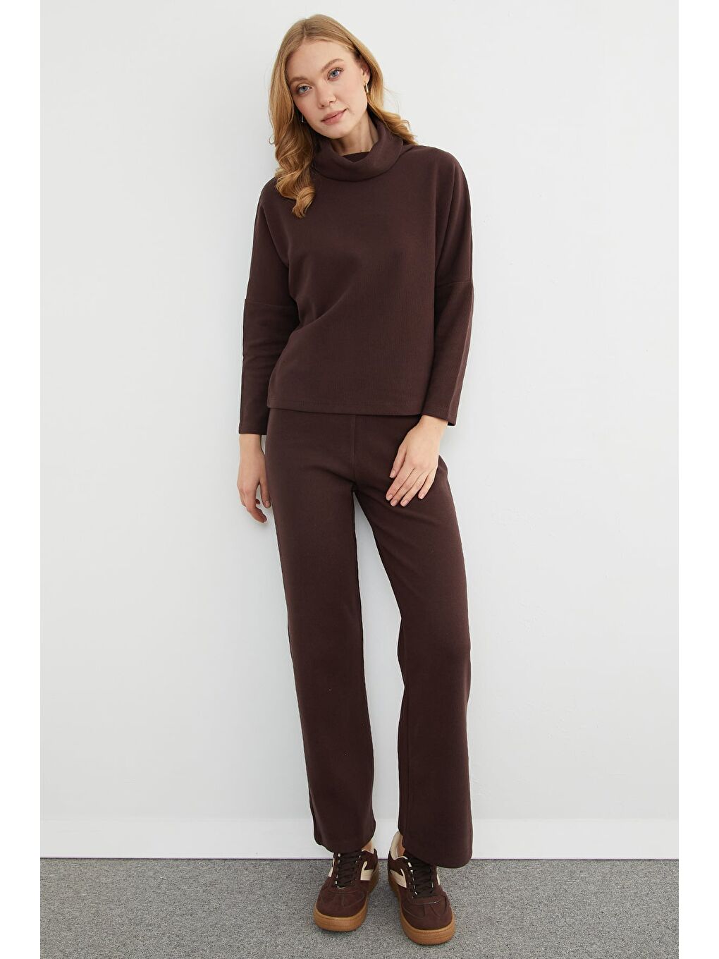 Kahverengi Basic Balıkçı Yaka Beli Lastikli 2 Li Takım-4