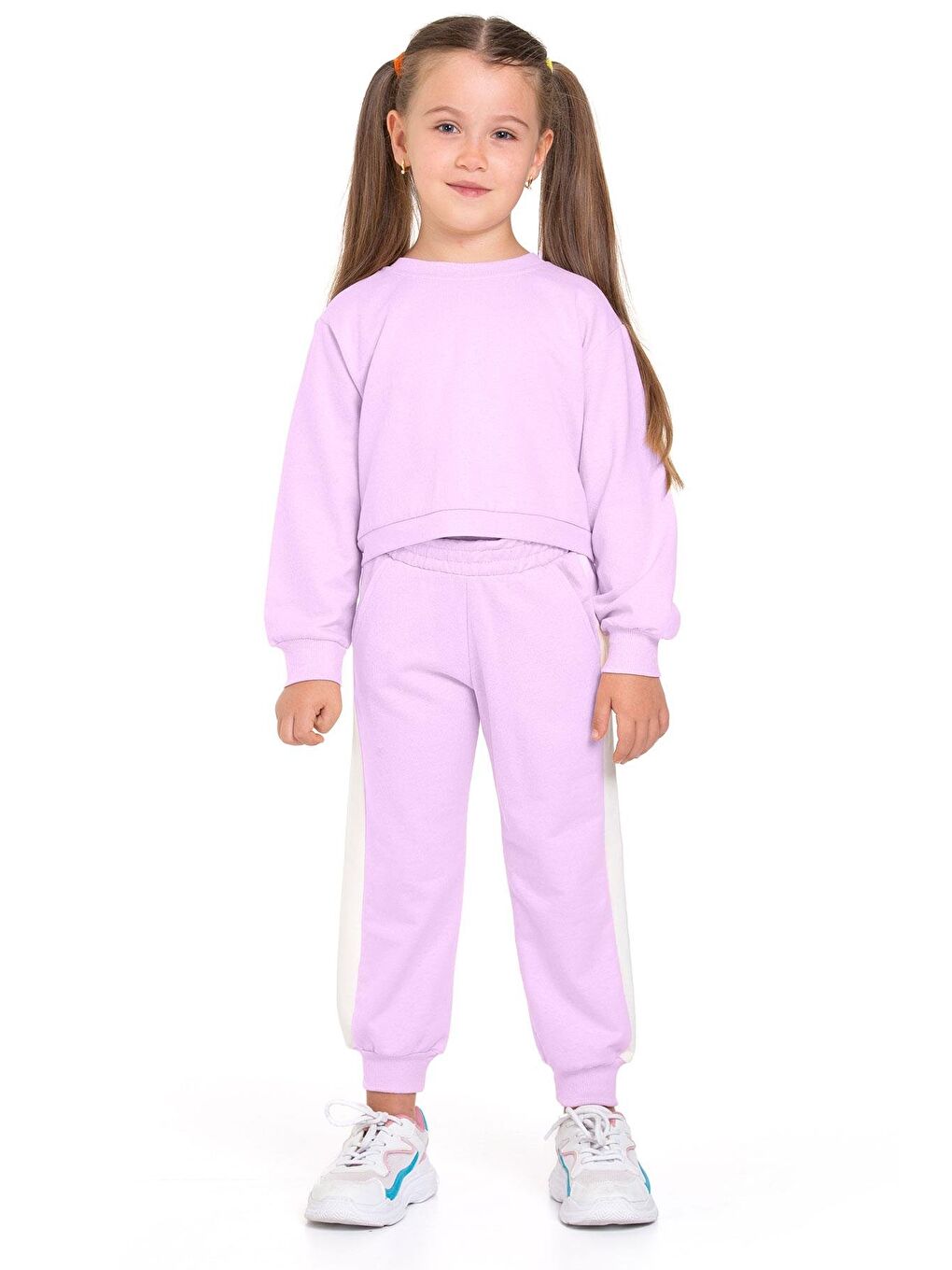 Fiyonk Aksesuarlı Lila Renk Kız Çocuk Eşofman Takım-1