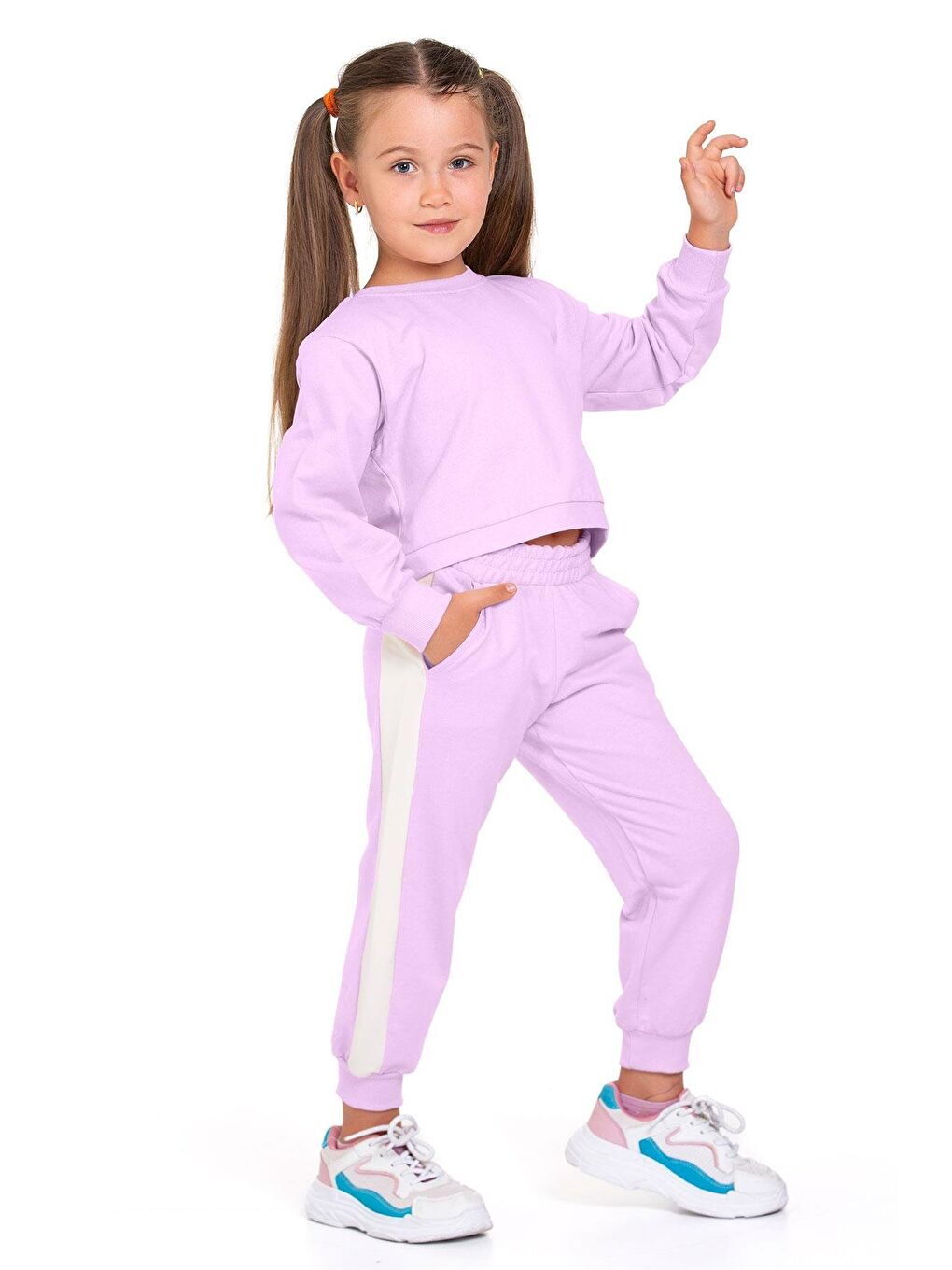 Fiyonk Aksesuarlı Lila Renk Kız Çocuk Eşofman Takım-2