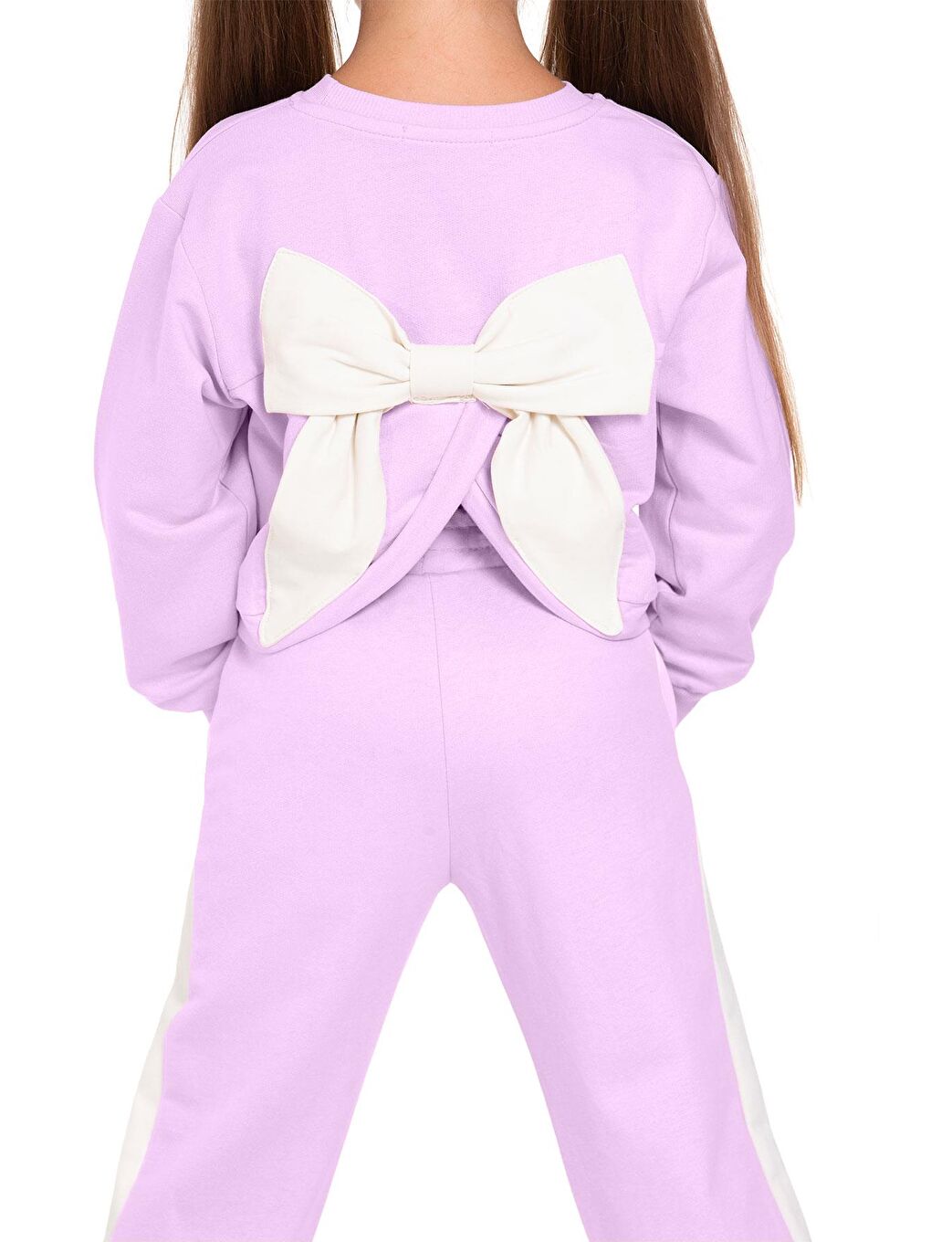 Fiyonk Aksesuarlı Lila Renk Kız Çocuk Eşofman Takım-7