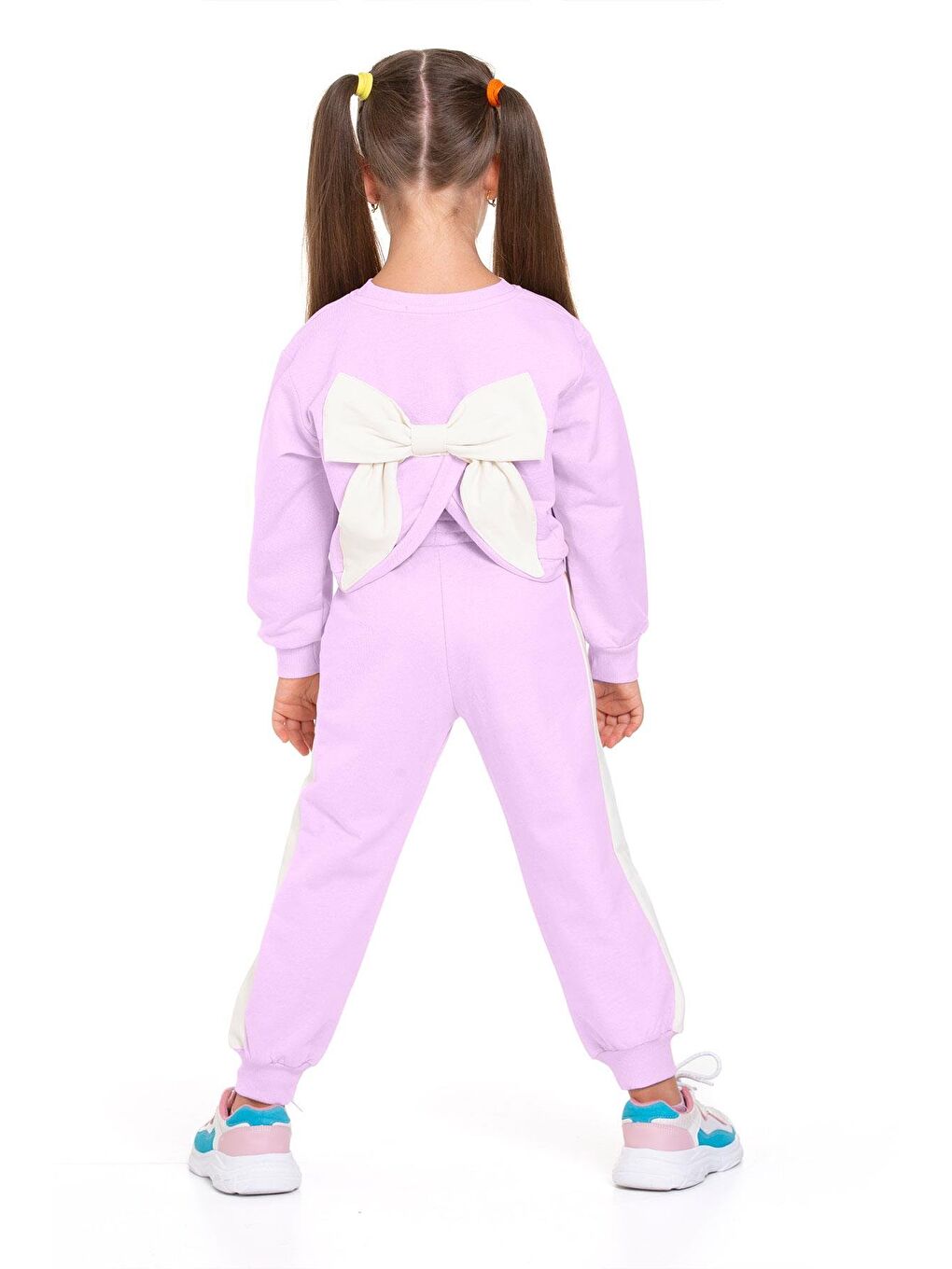 Fiyonk Aksesuarlı Lila Renk Kız Çocuk Eşofman Takım-8