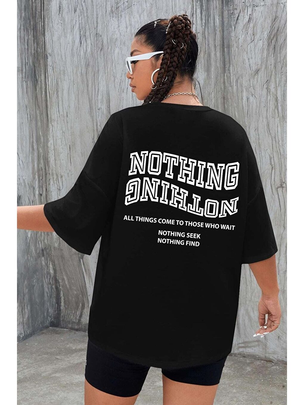 uyguntarz Siyah Unisex Nothing Tasarım Tshirt - 1