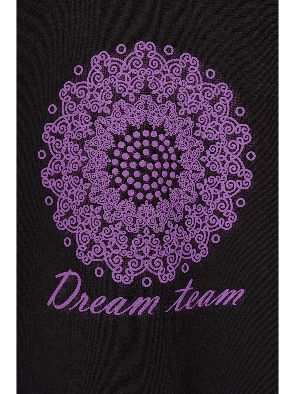 Kolları Fırfırlı Yazı Baskılı Siyah Renk Kız Çocuk Tshirt-2