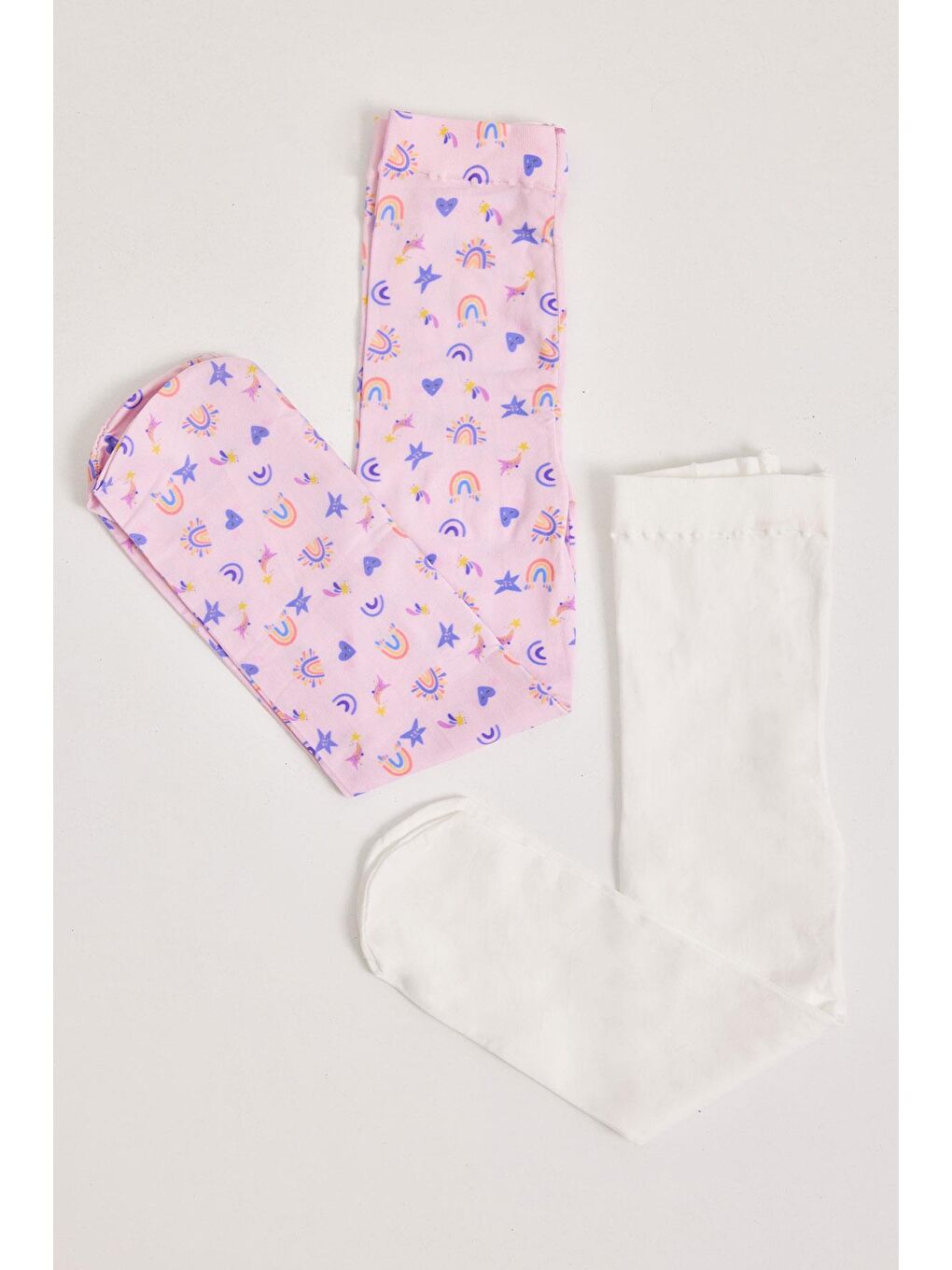 2 li Paket Fairytale Bebek Külotlu Çorap Beyaz/Pembe