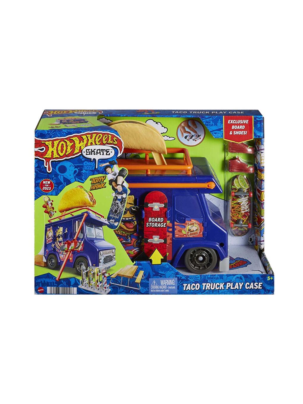 Hot Wheels Beyaz-Renklibaskı Skate Taco Arabası Oyun Seti HMK00 - 4