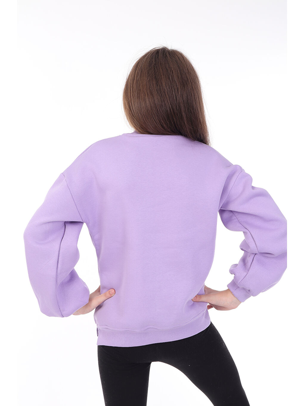 Lila Kız Çocuk Nakışlı Sweatshirt-1