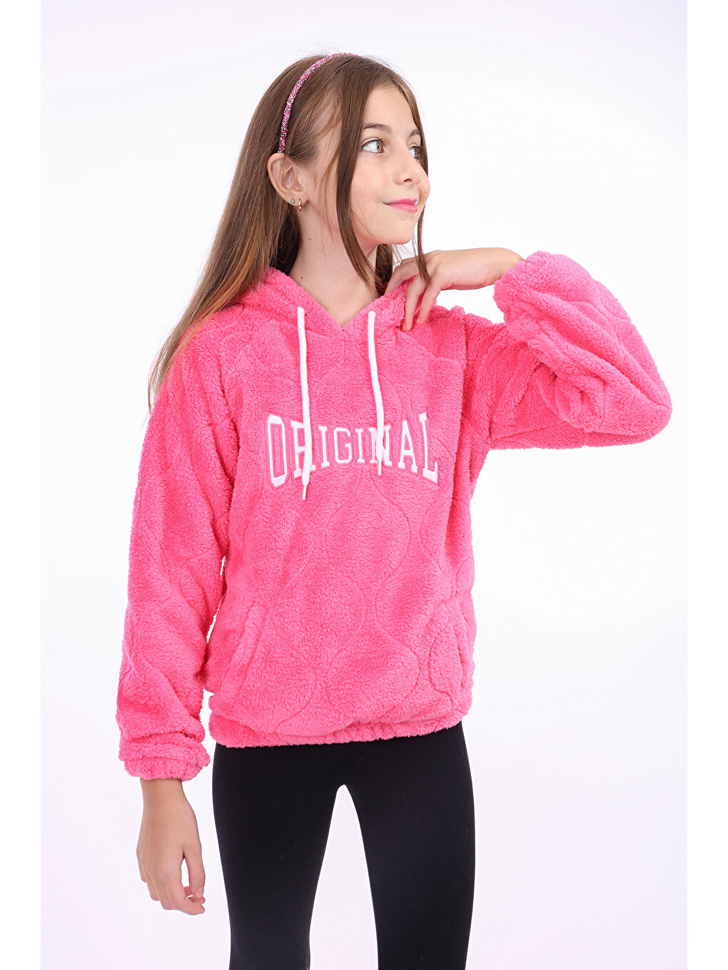 Pembe Kız Çocuk Nakışlı Sweatshirt-1