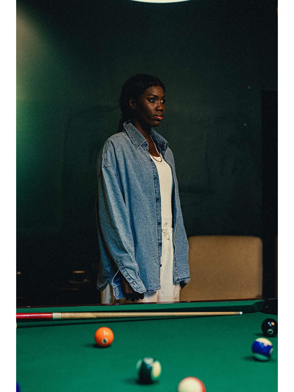 Kadın Denim Görünümlü Desenli Regular Fit Gömlek Mavi-1