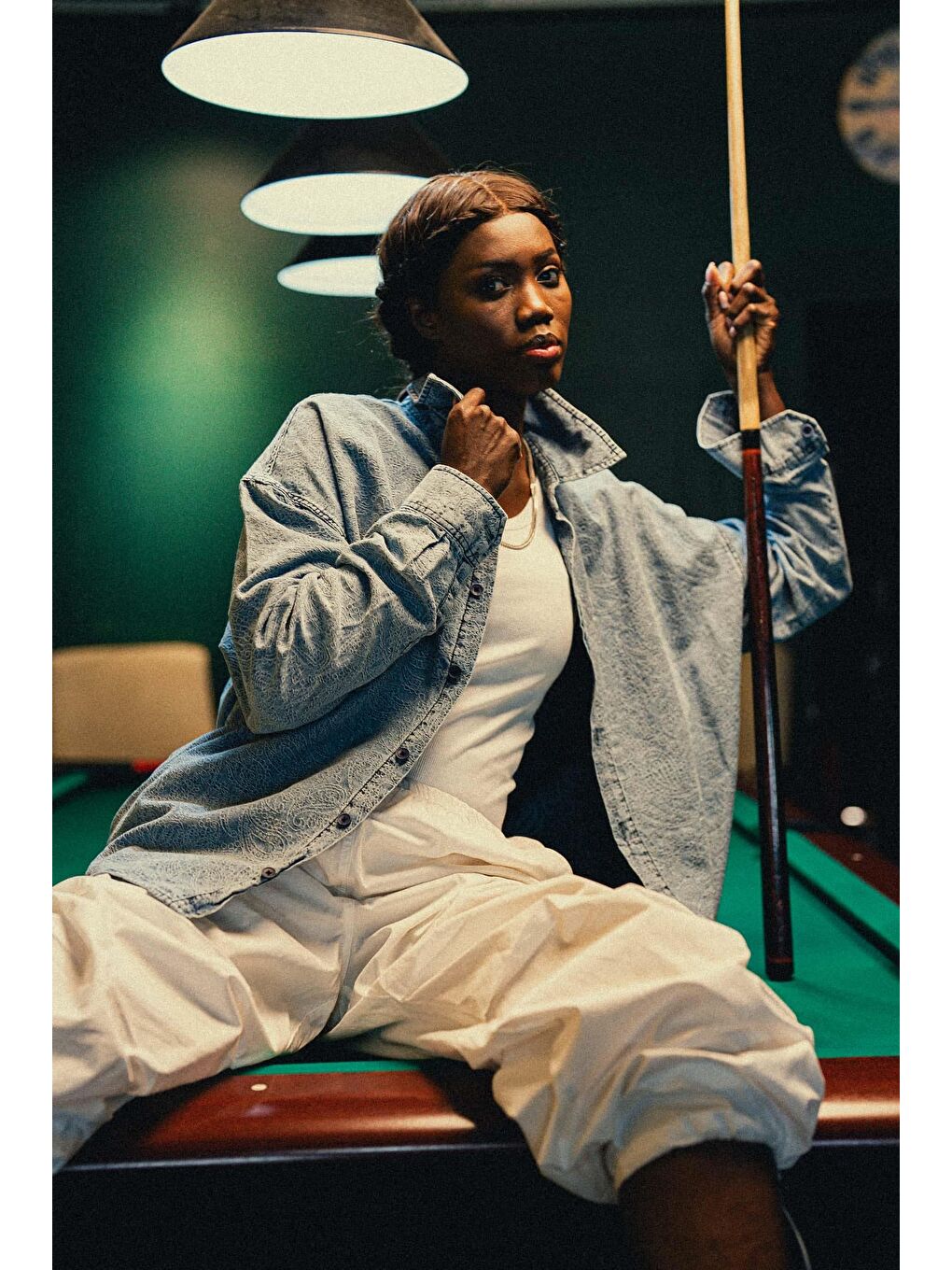 Kadın Denim Görünümlü Desenli Regular Fit Gömlek Mavi-2