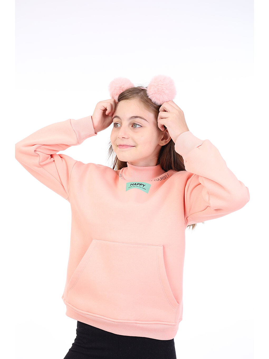 Pembe Kız Çocuk Baskılı Sweatshirt-2