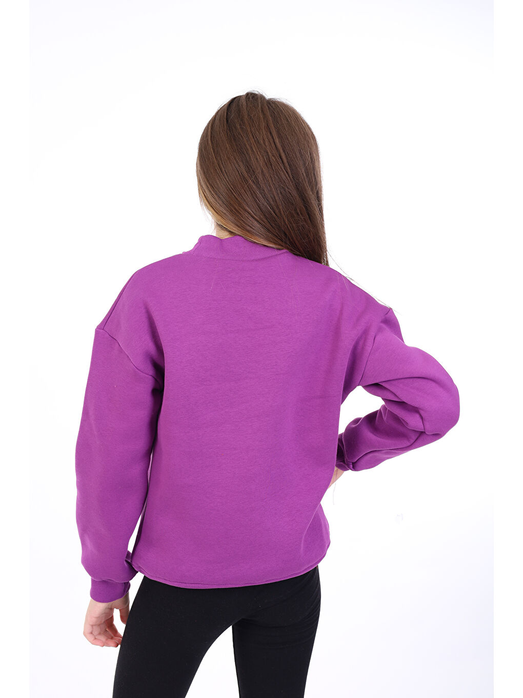 Mor Kız Çocuk Baskılı Sweatshirt-1