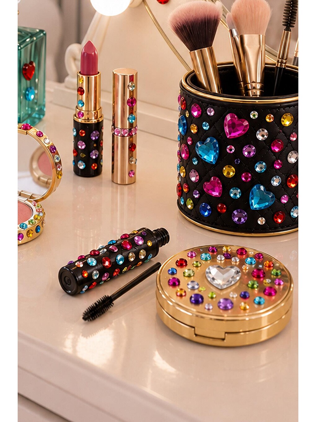 Bedazzle Renkli Kalp Ve Geometirk Desenli Sticker-2