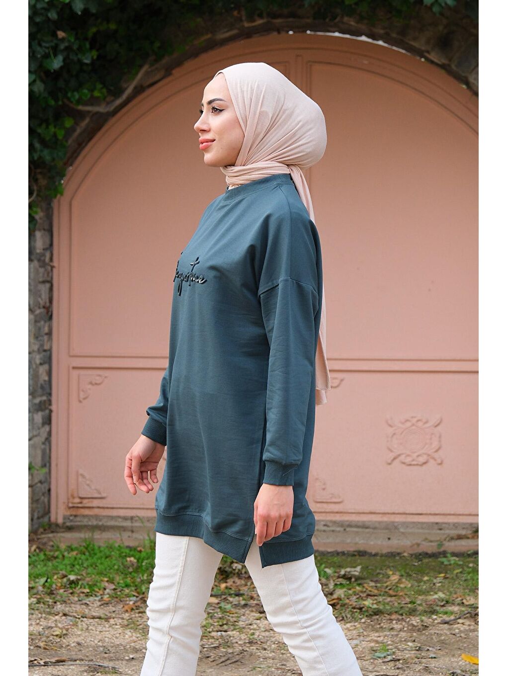 Bisiklet Yaka Sweat  Petrol Yeşil-2