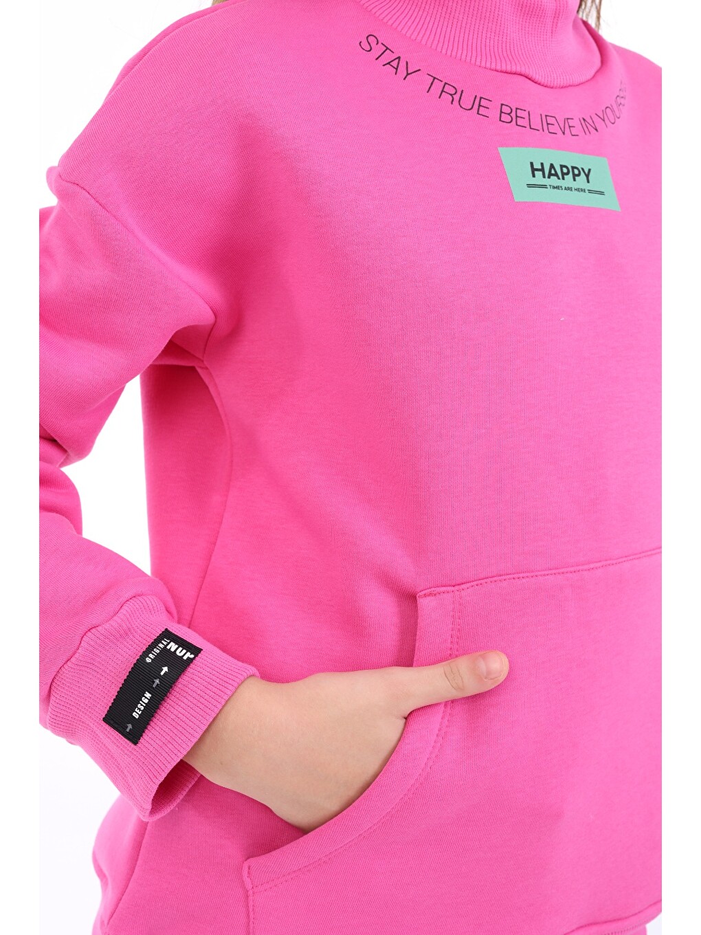 Fuşya Kız Çocuk Baskılı Sweatshirt-1