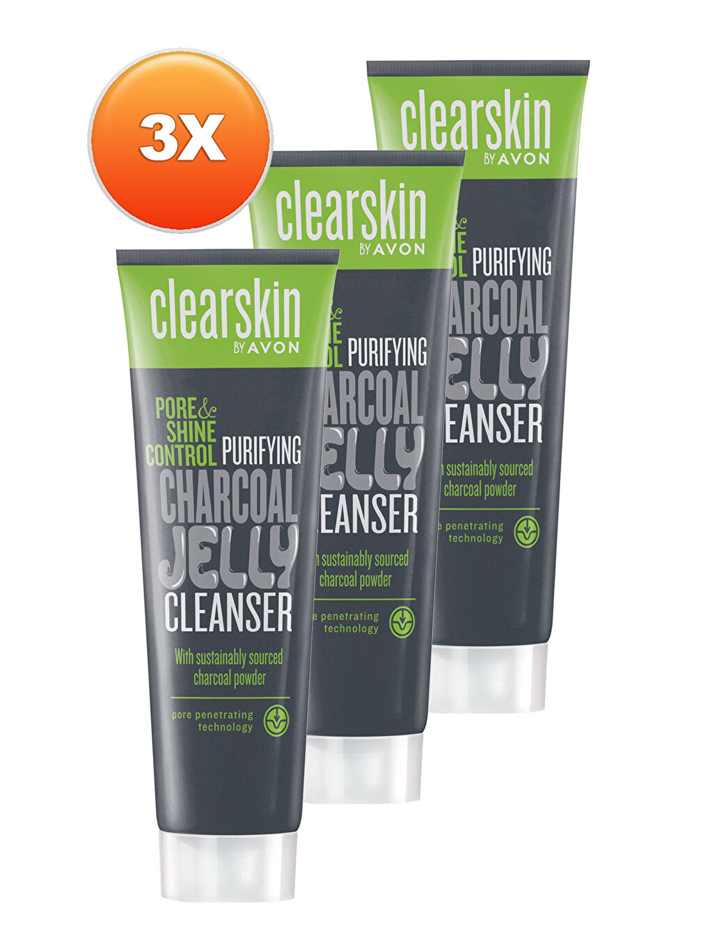 AVON Clearskin Pore Shine Gözenek ve Parlaklık Kontrolü için Jel Temizleyici 100 Ml. Üçlü Set - 1