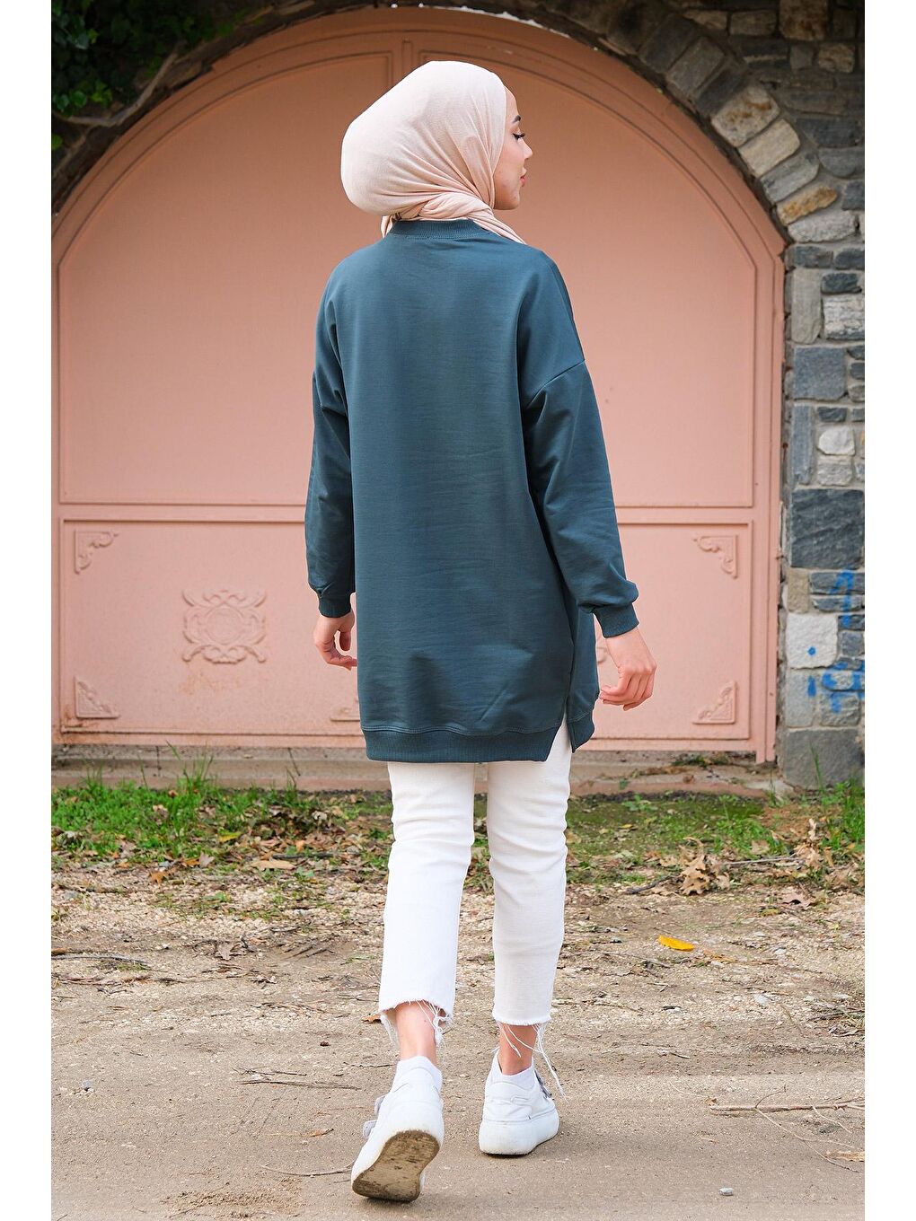 Bisiklet Yaka Sweat  Petrol Yeşil-3