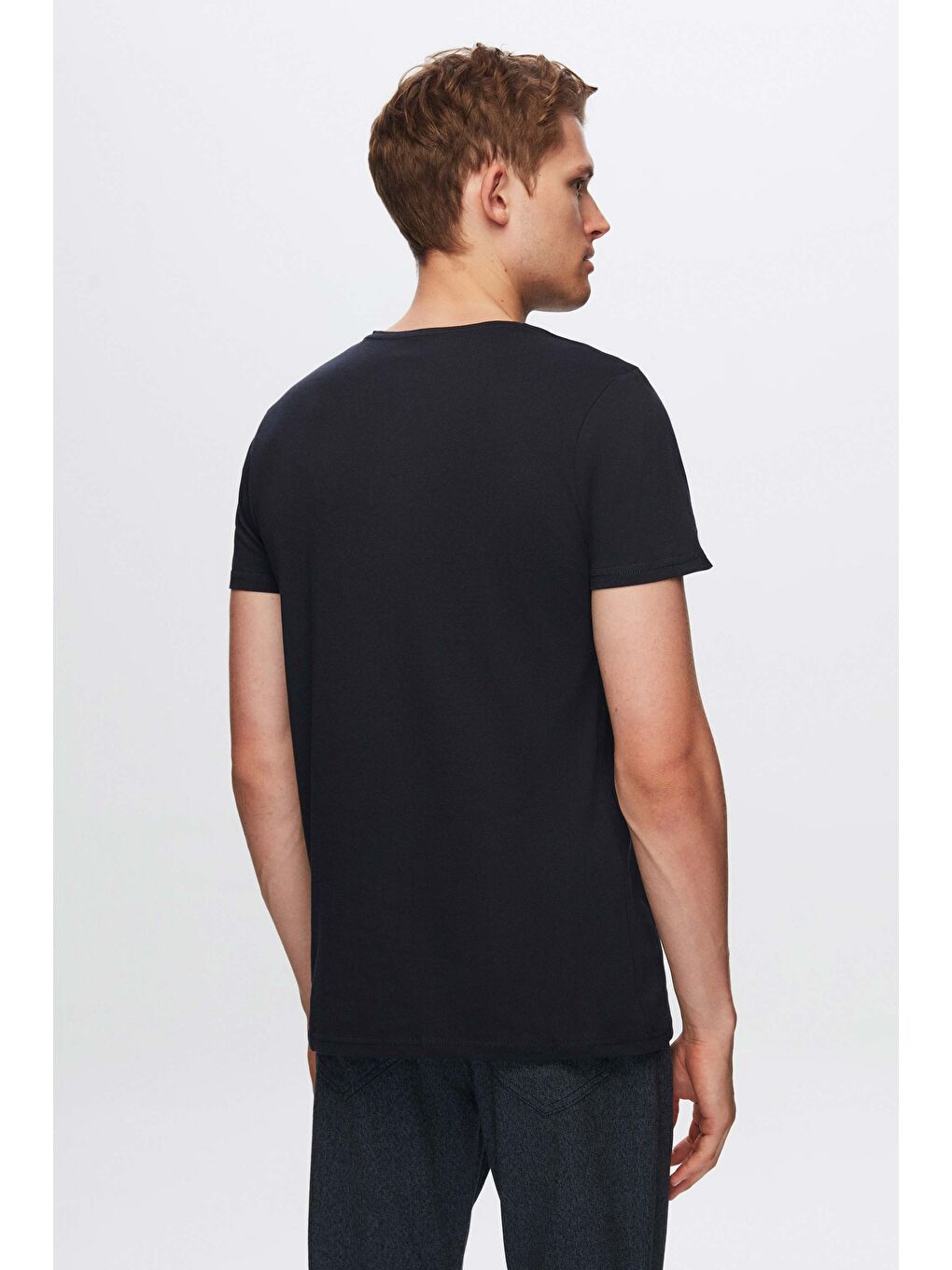 Regular Fit Lacivert %100 Pamuk T-Shirt-2