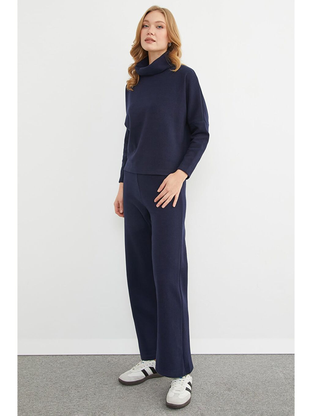 Lacivert Basic Balıkçı Yaka Beli Lastikli 2 Li Takım-4