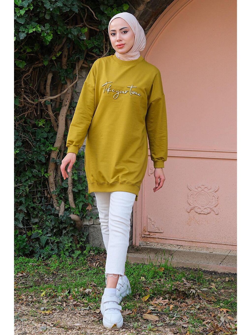 Bisiklet Yaka Sweat  Yağ Yeşil-2