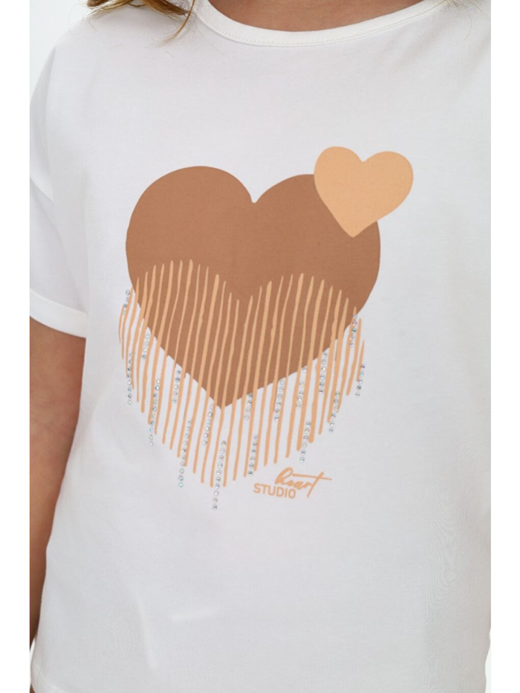 Kahverengi Kız Çocuk Garni Kalp Baskılı Kaprili Takım-2