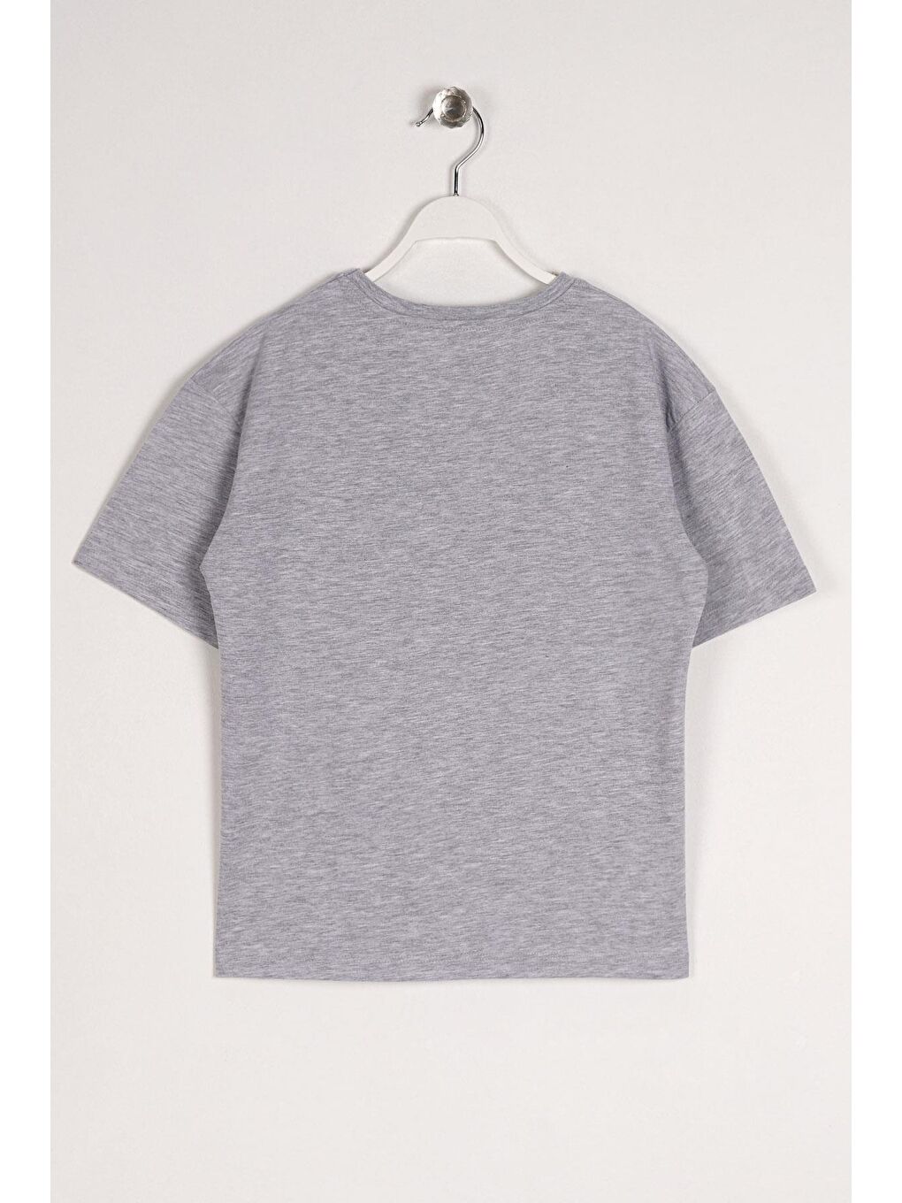 Bisiklet Yaka Kısa Kol Timeless Baskılı Gri Melanj Renk Erkek Çocuk Tshirt-1