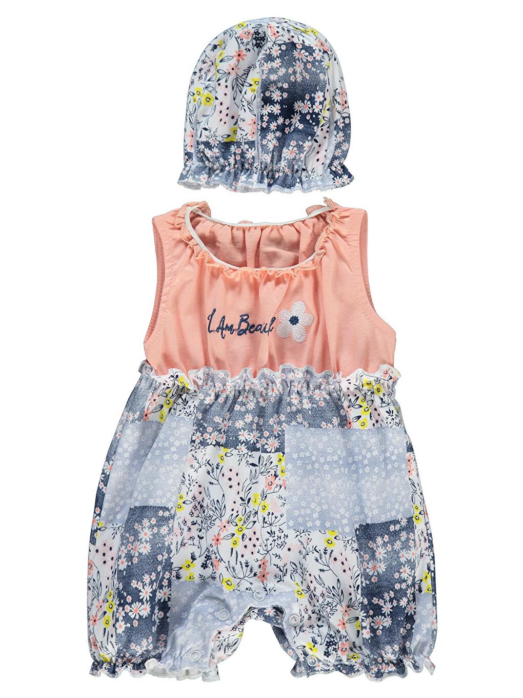 Pembe Kız Bebek Patiksiz Tulum 3-12 Ay Somon