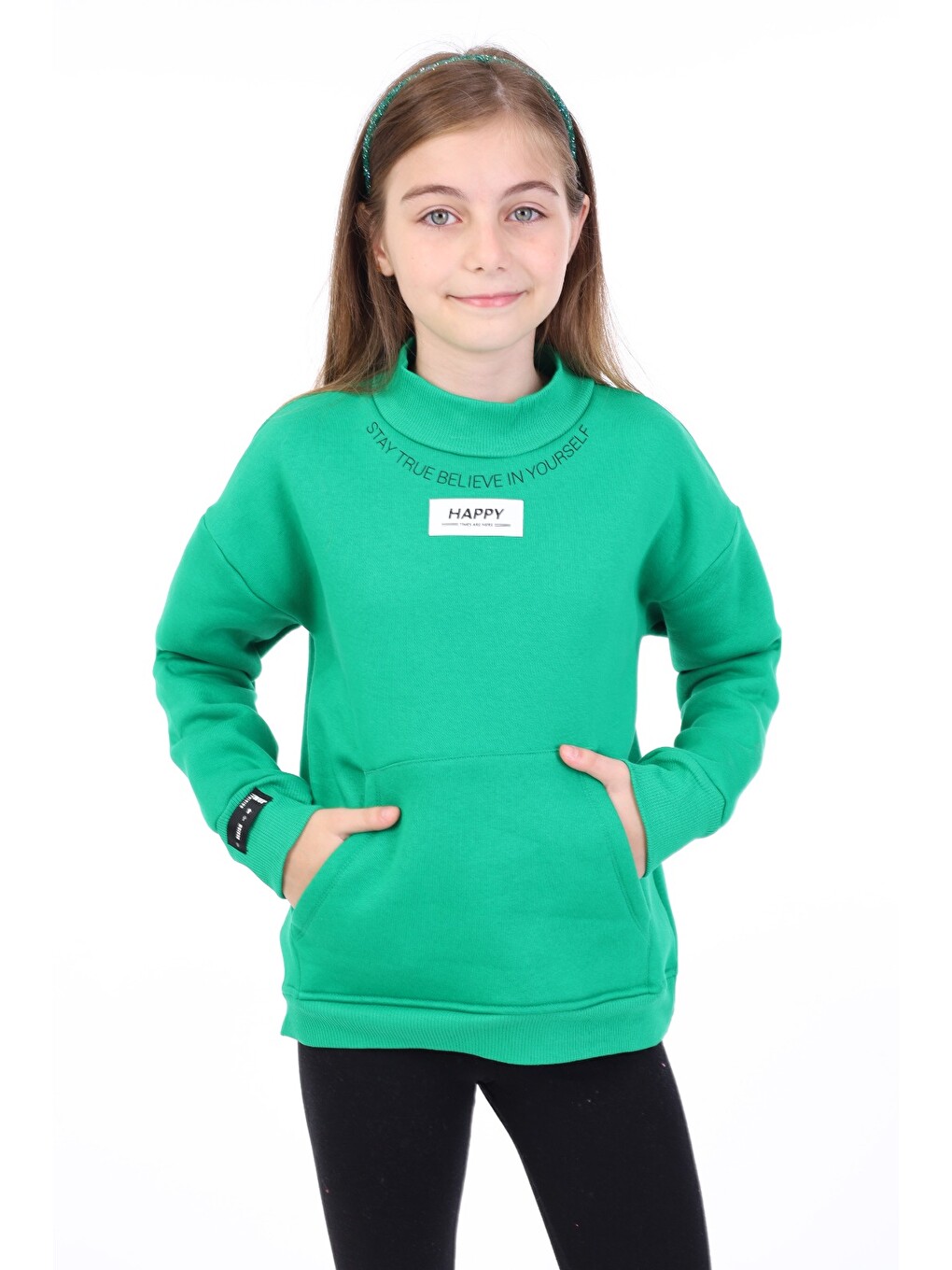 Yeşil Kız Çocuk Baskılı Sweatshirt