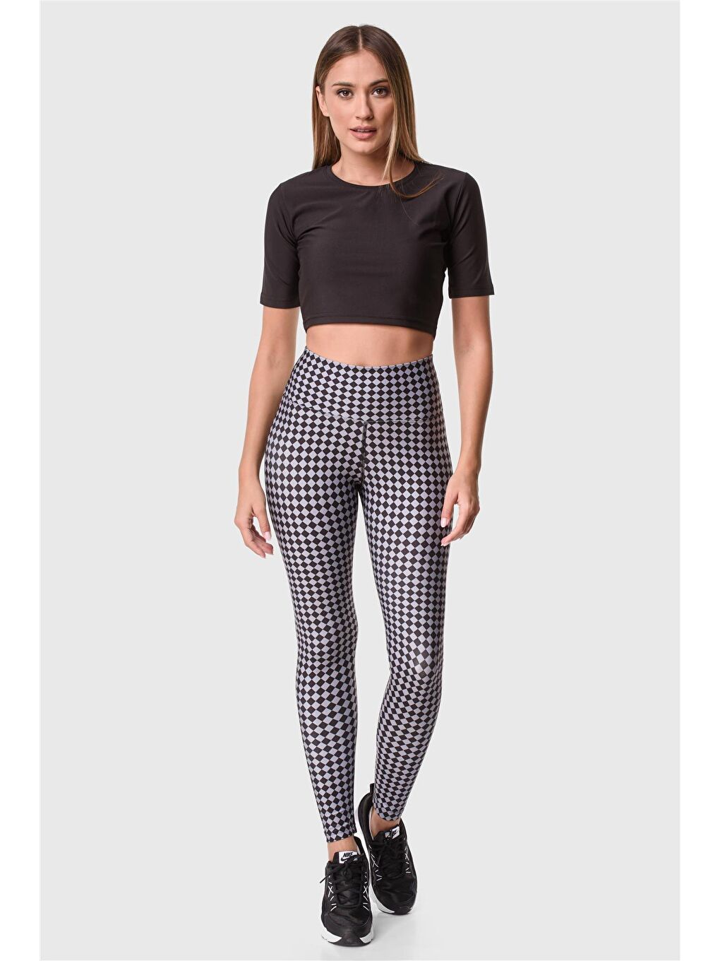 Karışık Dijital Yüksek Bel Desenli Spor Tayt