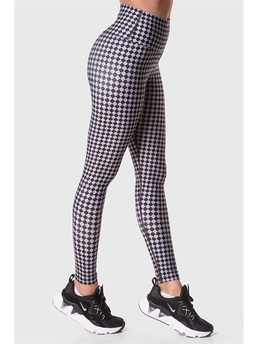 Karışık Dijital Yüksek Bel Desenli Spor Tayt-1