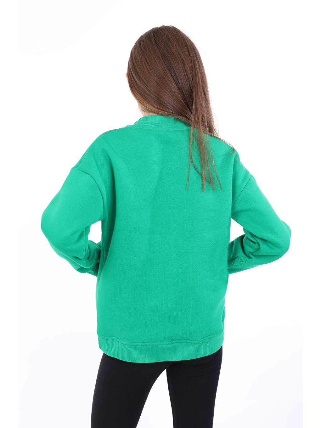 Yeşil Kız Çocuk Baskılı Sweatshirt-1