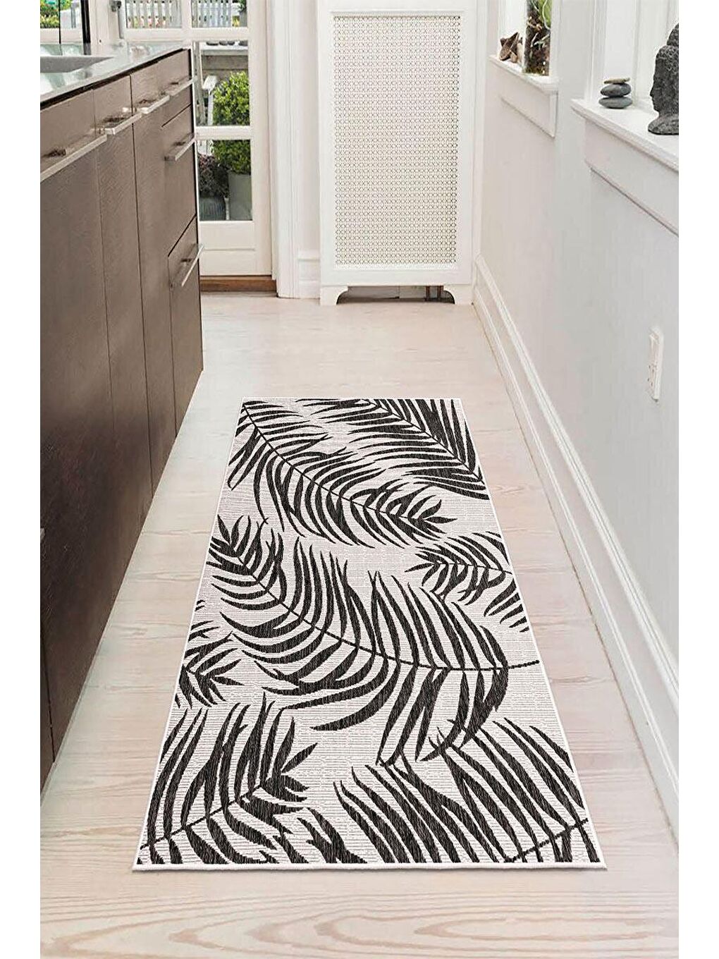 Siyah Premium Kalite, Pamuk ve Kaydırmaz Taban, Yıkanabilir, Mutfak Halısı  100 x 200 cm-1