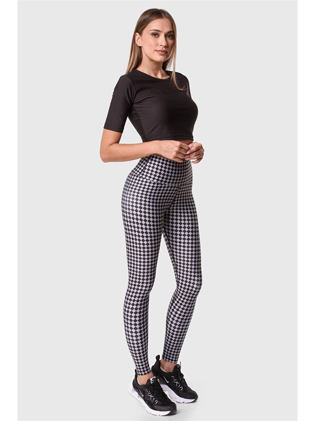 Karışık Dijital Yüksek Bel Desenli Spor Tayt-3