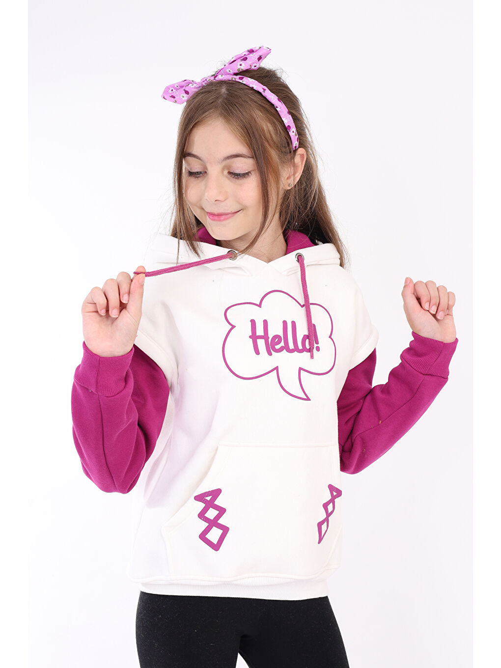 Ekru Kız Çocuk Baskılı Sweatshirt