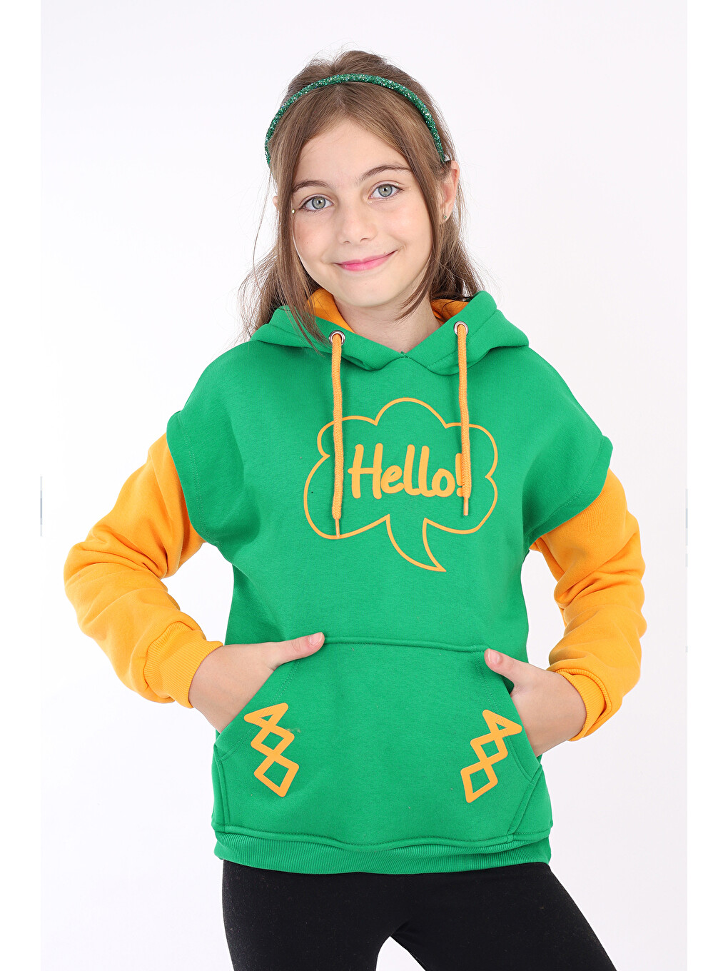 Yeşil Kız Çocuk Baskılı Sweatshirt