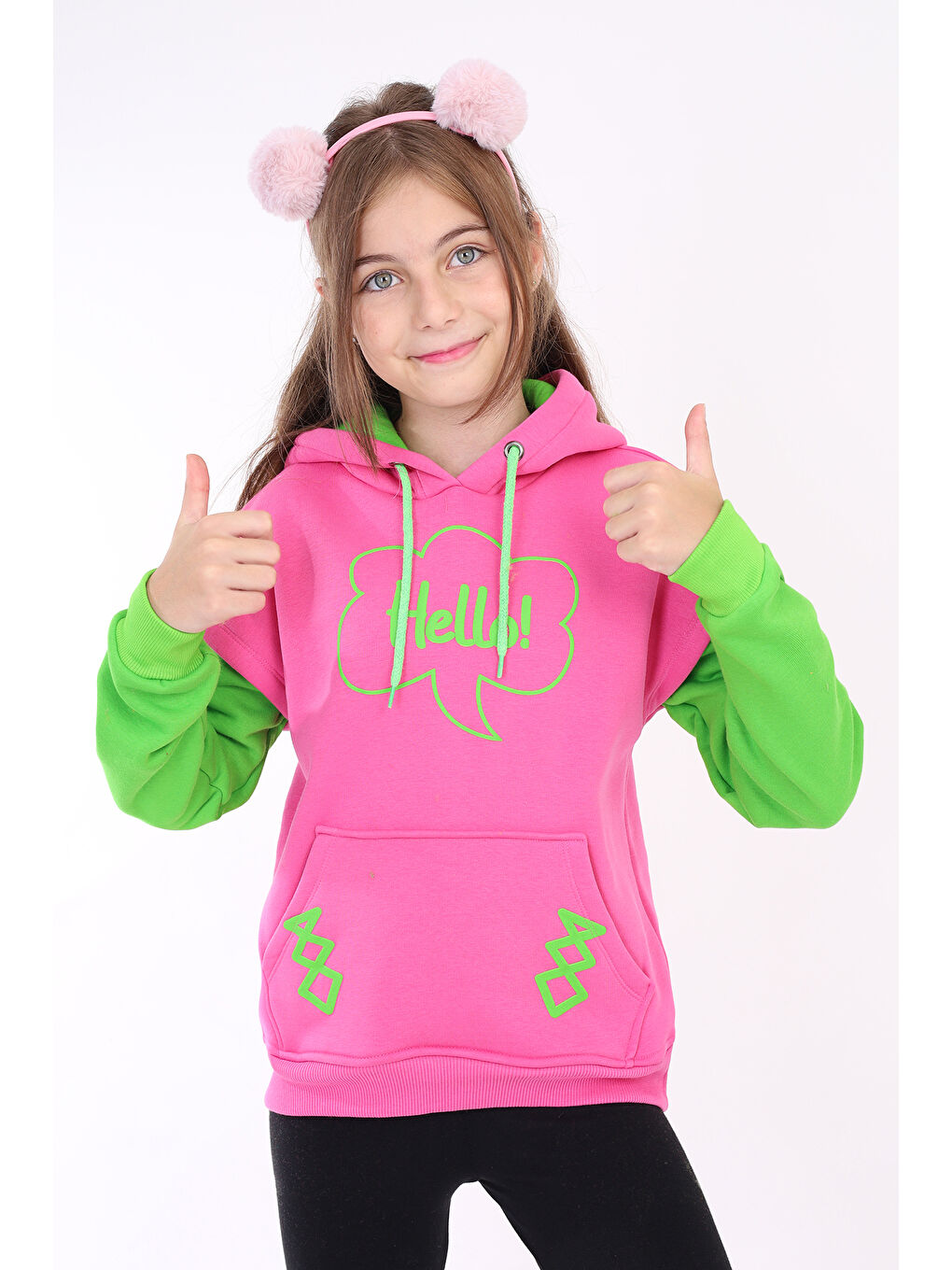 Yeşil Kız Çocuk Baskılı Sweatshirt