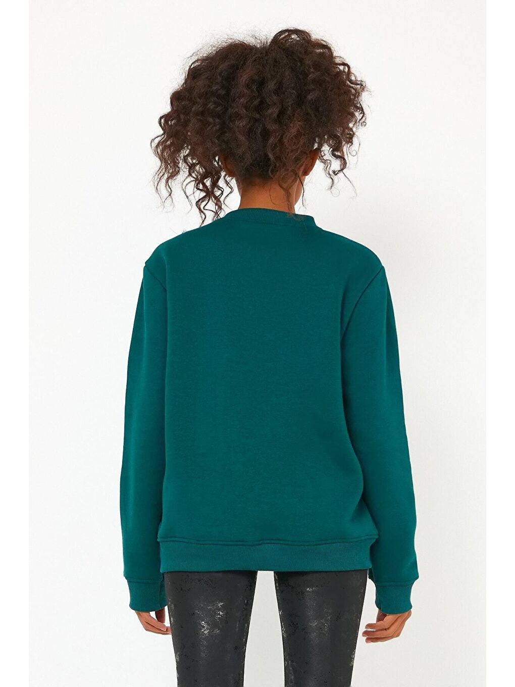 Yeşil Store Kadın Sweatshirt Içi Polarlı Baskılı Oversize Outdoor Sweatshirt(YEŞİL CEYLAN)-1