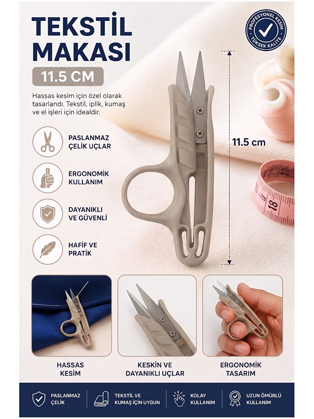 Tekstil (çıt) İplik Temizleme Makası 1 Adet Starline Paslanmaz Çelik Keskin Terzi Dikiş Makası Olta