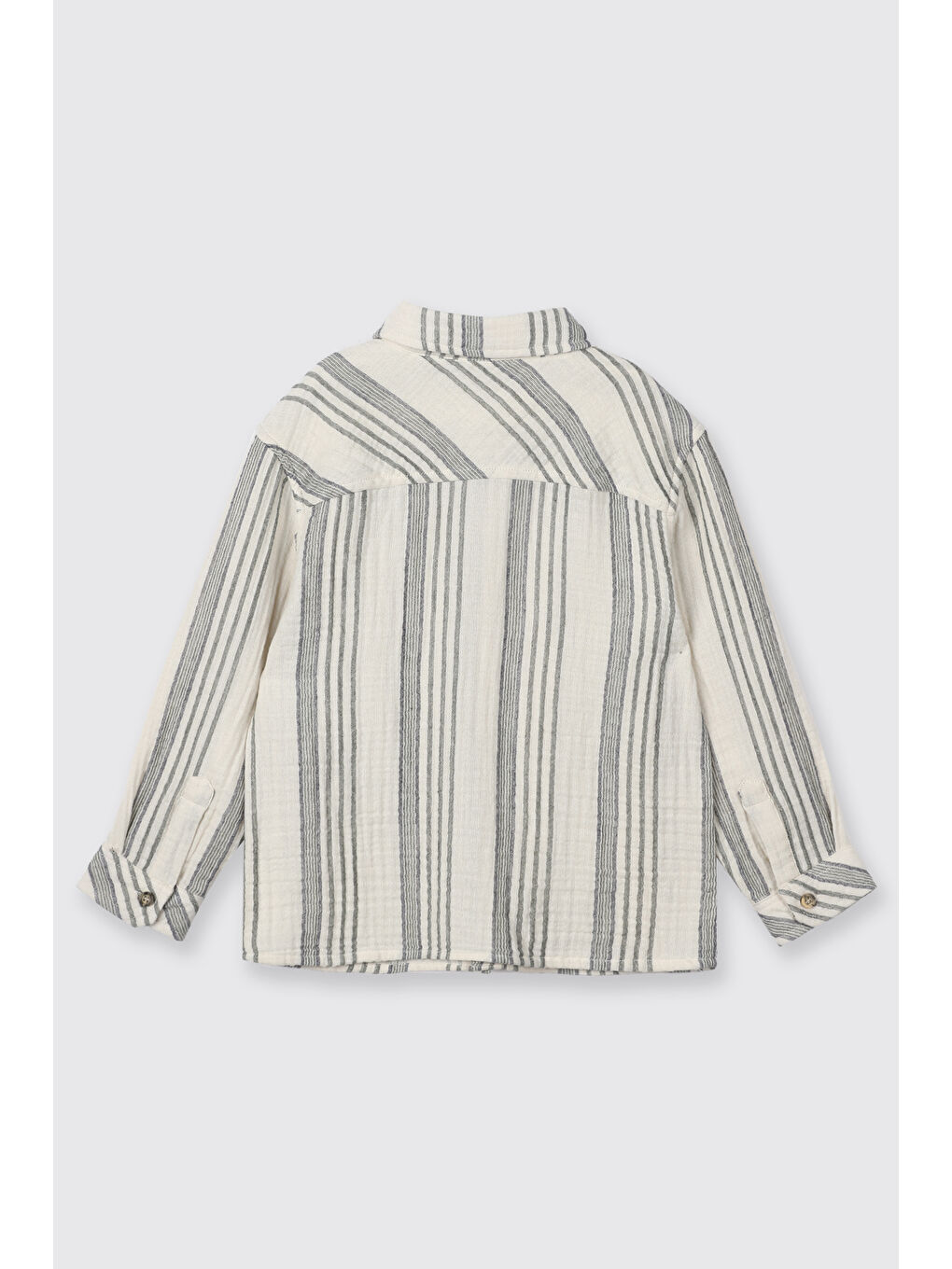 Erkek Bebek Çizgi Desenli Ekru Gömlek-1
