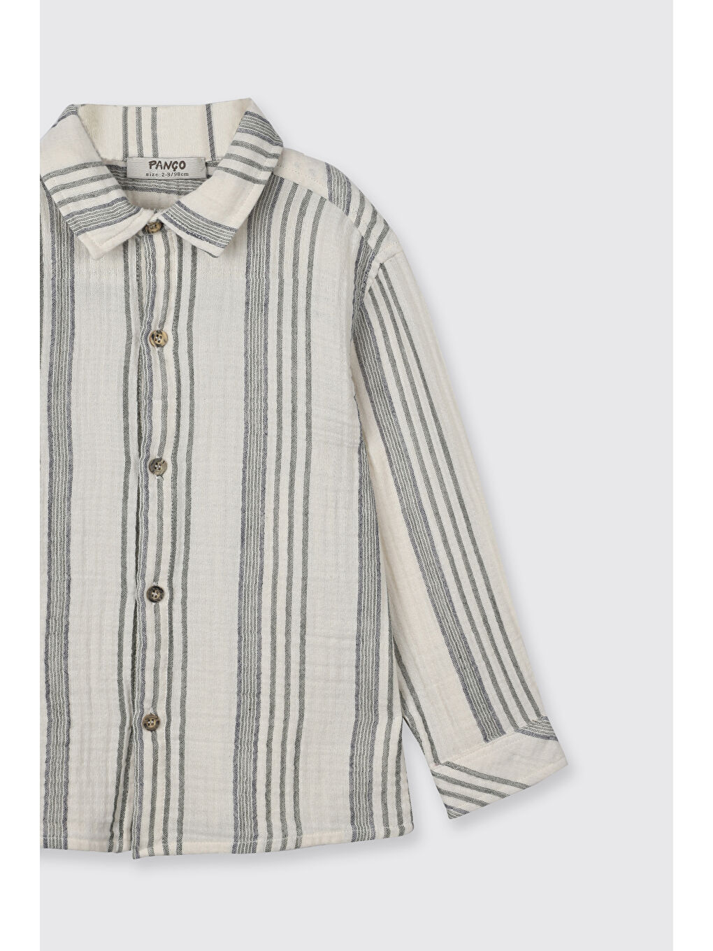 Erkek Bebek Çizgi Desenli Ekru Gömlek-2