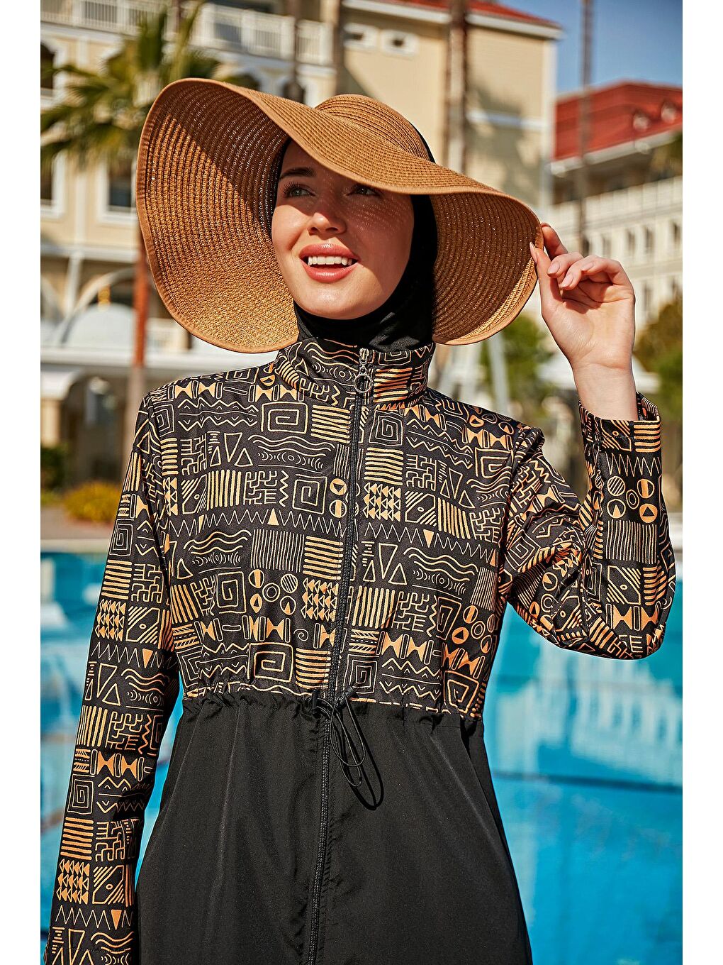 Siyah Paraşüt Tam Kapalı Tesettür Mayo R4801 Duygu-1