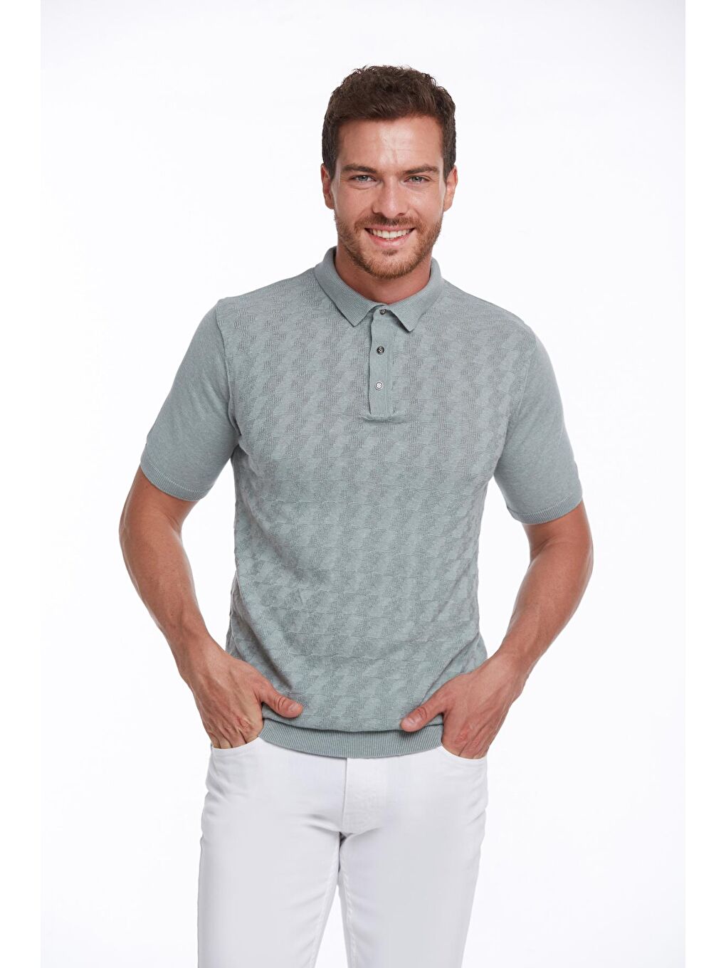 Mavi Regular Fit Desenli Pamuklu Polo Yaka Triko Tişört