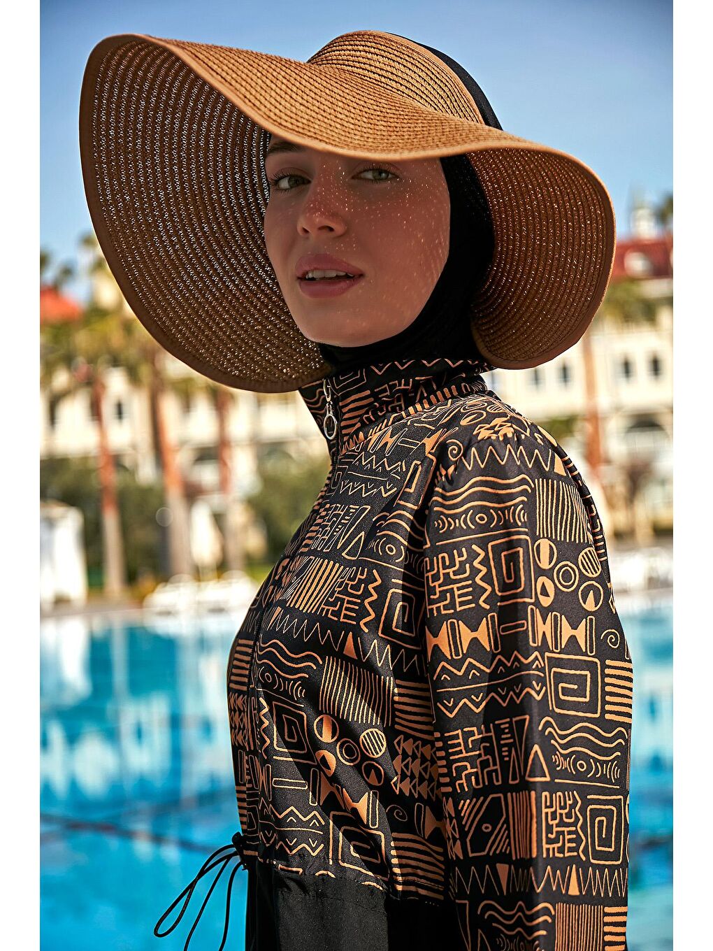 Siyah Paraşüt Tam Kapalı Tesettür Mayo R4801 Duygu-3