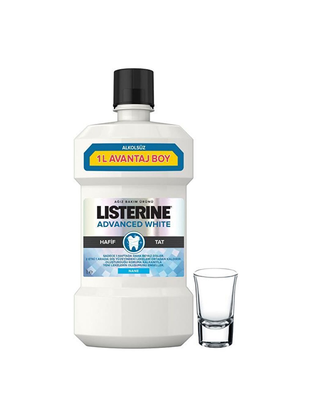 Listerine Renksiz Advanced White 1000 ml Ağız Bakım Suyu Bardak Hediyeli - 1